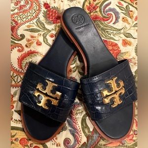 🌸🌸SOLD🌸🌸 Tory Burch Everly Croc Navy Sandals/Slides